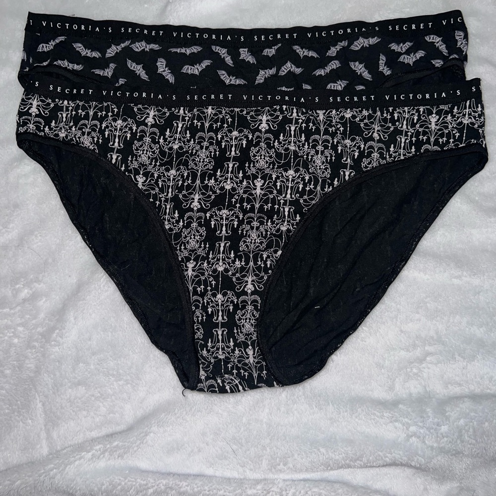Victoria's Secret Black Halloween Patterned Bikini Briefs